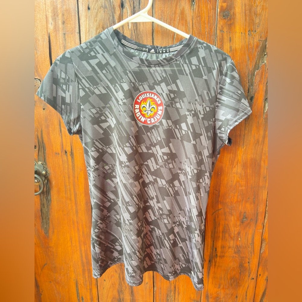 Adidas Med Grey Steel Grey Louisiana Ragin Cajun Logo Shirt.
